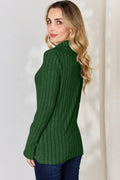 Basic Bae Full Size Ribbed Mock Neck Long Sleeve T-Shirt - Desert Sunday