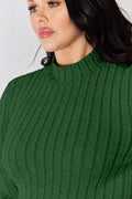Basic Bae Full Size Ribbed Mock Neck Long Sleeve T-Shirt - Desert Sunday