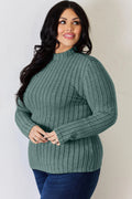 Basic Bae Full Size Ribbed Mock Neck Long Sleeve T-Shirt - Desert Sunday