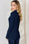 Basic Bae Full Size Ribbed Mock Neck Long Sleeve T-Shirt - Desert Sunday