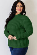 Basic Bae Full Size Ribbed Mock Neck Long Sleeve T-Shirt - Desert Sunday