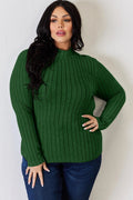 Basic Bae Full Size Ribbed Mock Neck Long Sleeve T-Shirt - Desert Sunday