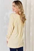 Basic Bae Full Size Ribbed Round Neck Slit T-Shirt - Desert Sunday