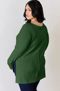 Basic Bae Full Size Ribbed Round Neck Slit T-Shirt - Desert Sunday