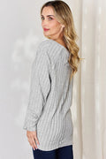 Basic Bae Full Size Ribbed Round Neck Slit T-Shirt - Desert Sunday