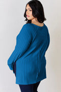 Basic Bae Full Size Ribbed Round Neck Slit T-Shirt - Desert Sunday