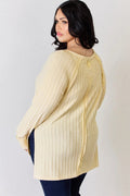 Basic Bae Full Size Ribbed Round Neck Slit T-Shirt - Desert Sunday