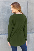Basic Bae Full Size Round Neck Dropped Shoulder T-Shirt - Desert Sunday
