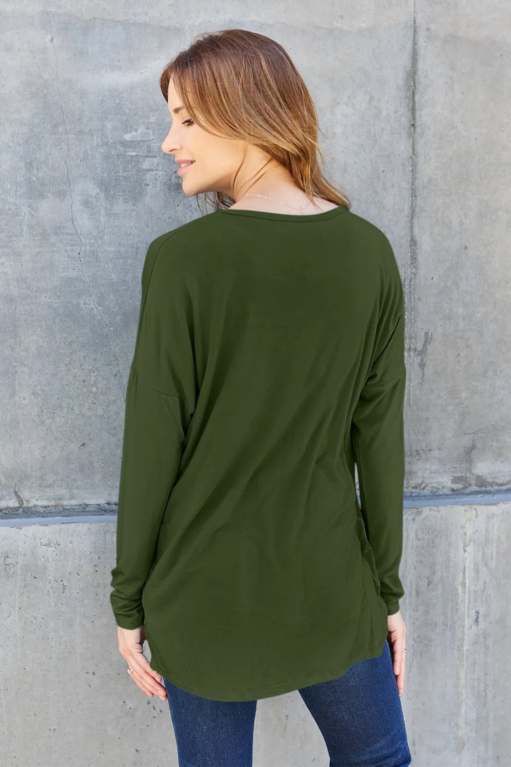 Basic Bae Full Size Round Neck Dropped Shoulder T-Shirt - Desert Sunday