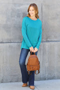 Basic Bae Full Size Round Neck Dropped Shoulder T-Shirt - Desert Sunday