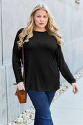 Basic Bae Full Size Round Neck Dropped Shoulder T-Shirt - Desert Sunday