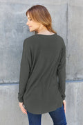Basic Bae Full Size Round Neck Dropped Shoulder T-Shirt - Desert Sunday