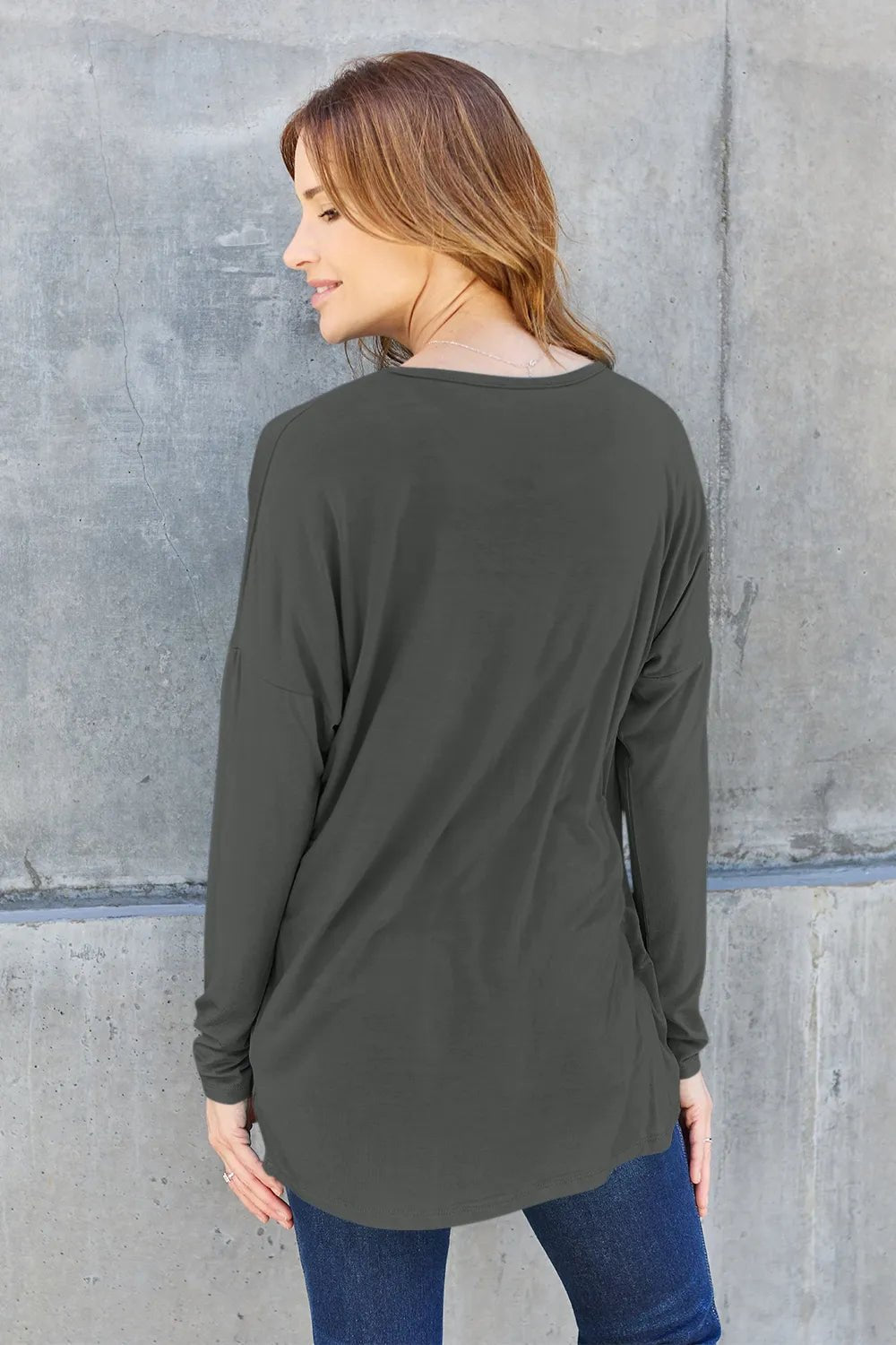 Basic Bae Full Size Round Neck Dropped Shoulder T-Shirt - Desert Sunday
