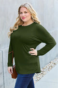 Basic Bae Full Size Round Neck Dropped Shoulder T-Shirt - Desert Sunday
