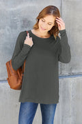 Basic Bae Full Size Round Neck Dropped Shoulder T-Shirt - Desert Sunday