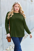 Basic Bae Full Size Round Neck Dropped Shoulder T-Shirt - Desert Sunday