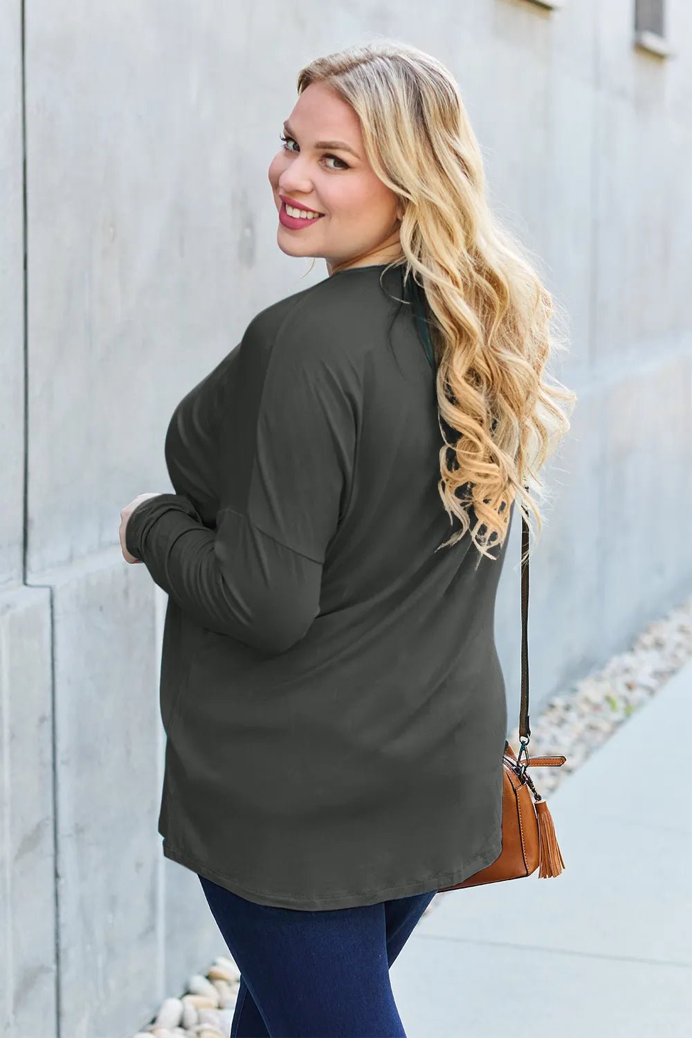 Basic Bae Full Size Round Neck Dropped Shoulder T-Shirt - Desert Sunday