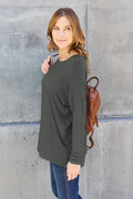Basic Bae Full Size Round Neck Dropped Shoulder T-Shirt - Desert Sunday