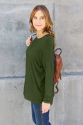 Basic Bae Full Size Round Neck Dropped Shoulder T-Shirt - Desert Sunday