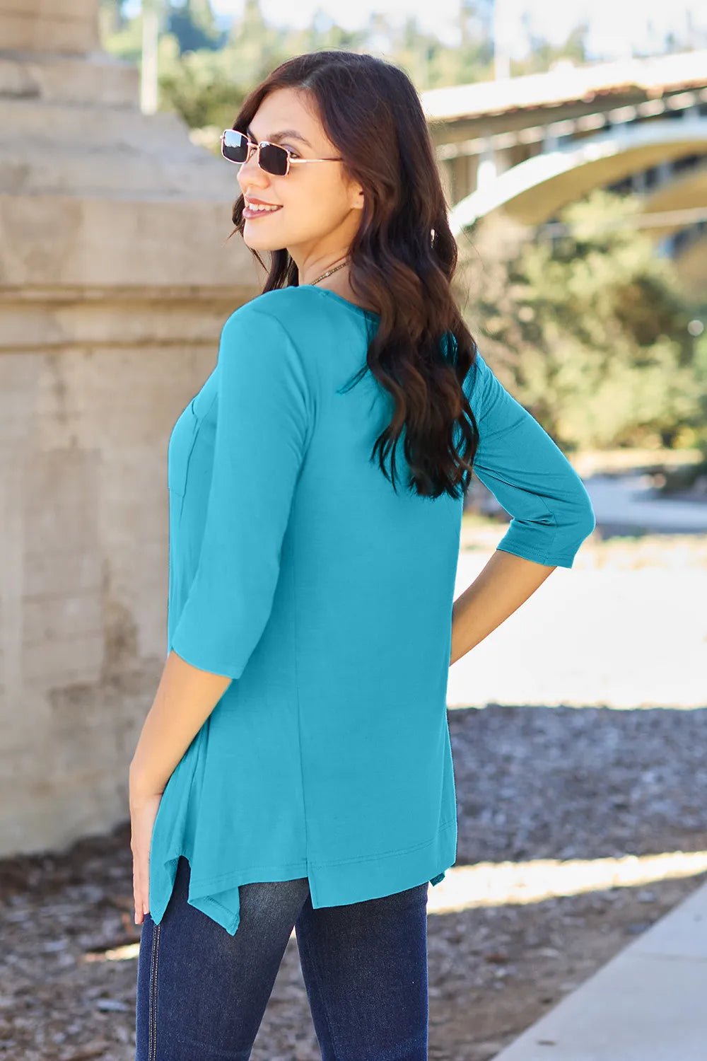 Basic Bae Full Size Round Neck Pocketed T-Shirt - Desert Sunday