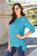 Basic Bae Full Size Round Neck Pocketed T-Shirt - Desert Sunday