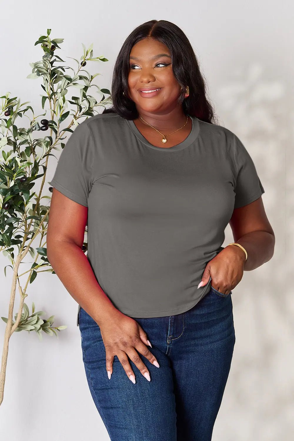 Basic Bae Full Size Round Neck Short Sleeve T-Shirt - Desert Sunday