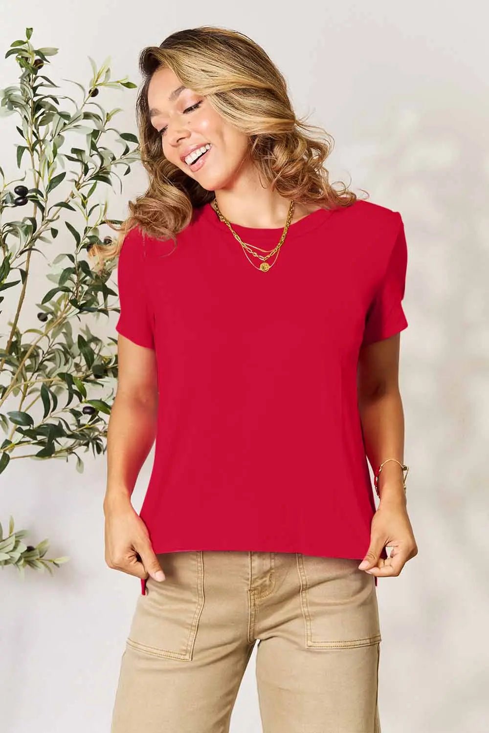 Basic Bae Full Size Round Neck Short Sleeve T-Shirt - Desert Sunday