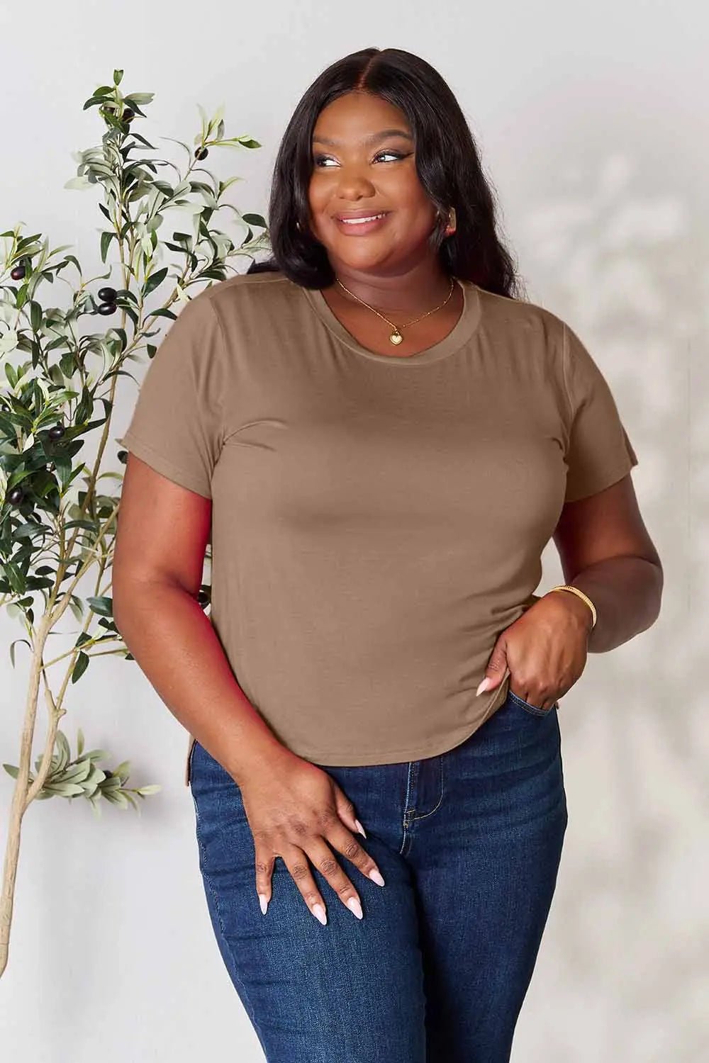 Basic Bae Full Size Round Neck Short Sleeve T-Shirt - Desert Sunday