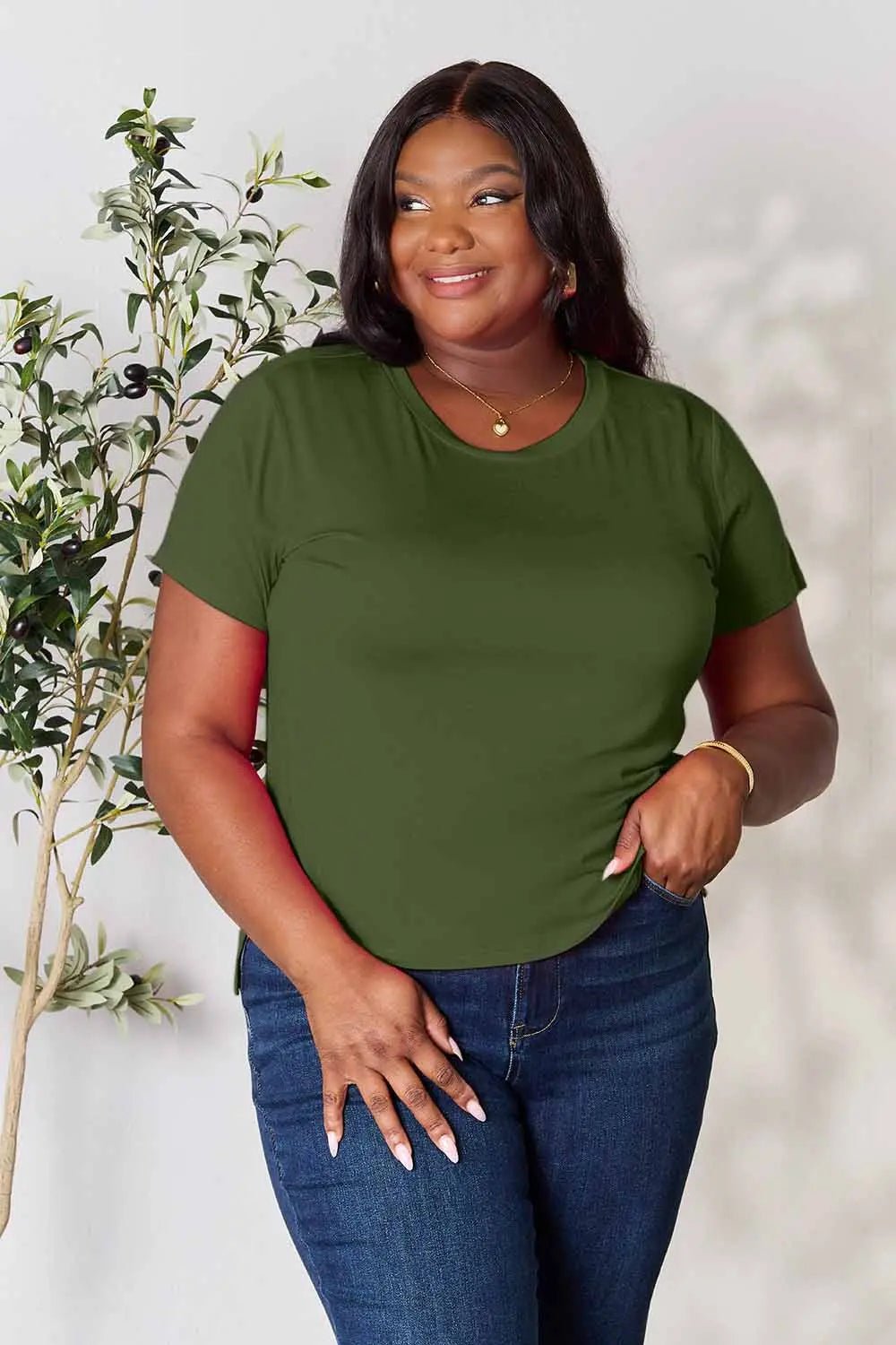 Basic Bae Full Size Round Neck Short Sleeve T-Shirt - Desert Sunday