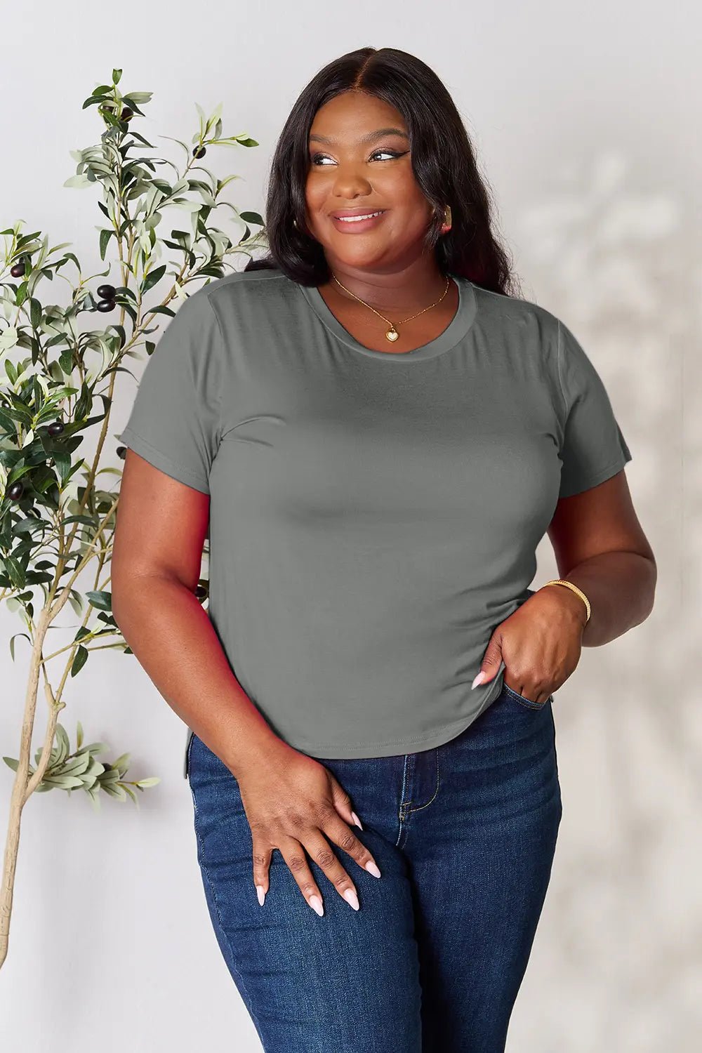 Basic Bae Full Size Round Neck Short Sleeve T-Shirt - Desert Sunday