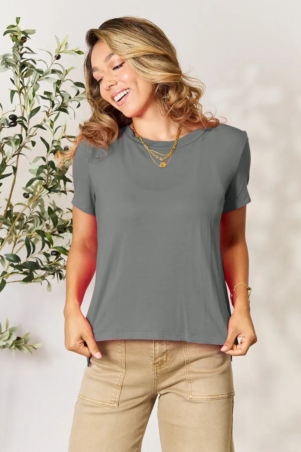 Basic Bae Full Size Round Neck Short Sleeve T-Shirt - Desert Sunday