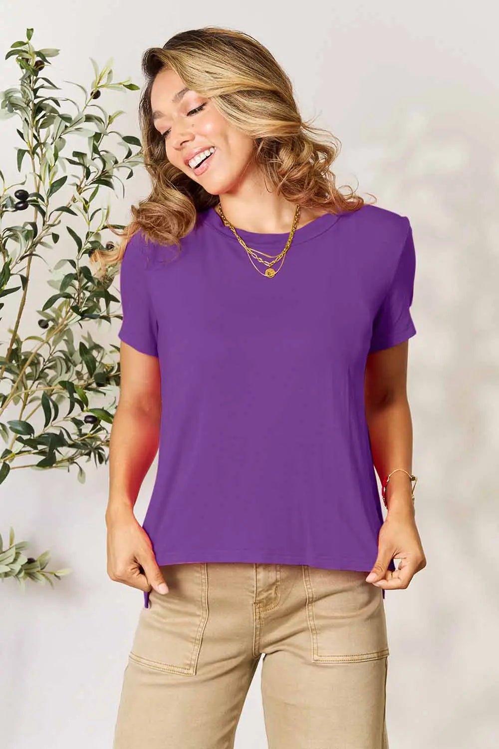 Basic Bae Full Size Round Neck Short Sleeve T-Shirt - Desert Sunday