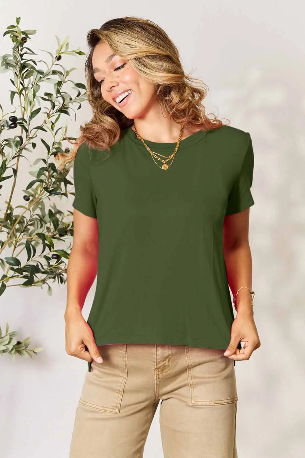 Basic Bae Full Size Round Neck Short Sleeve T-Shirt - Desert Sunday