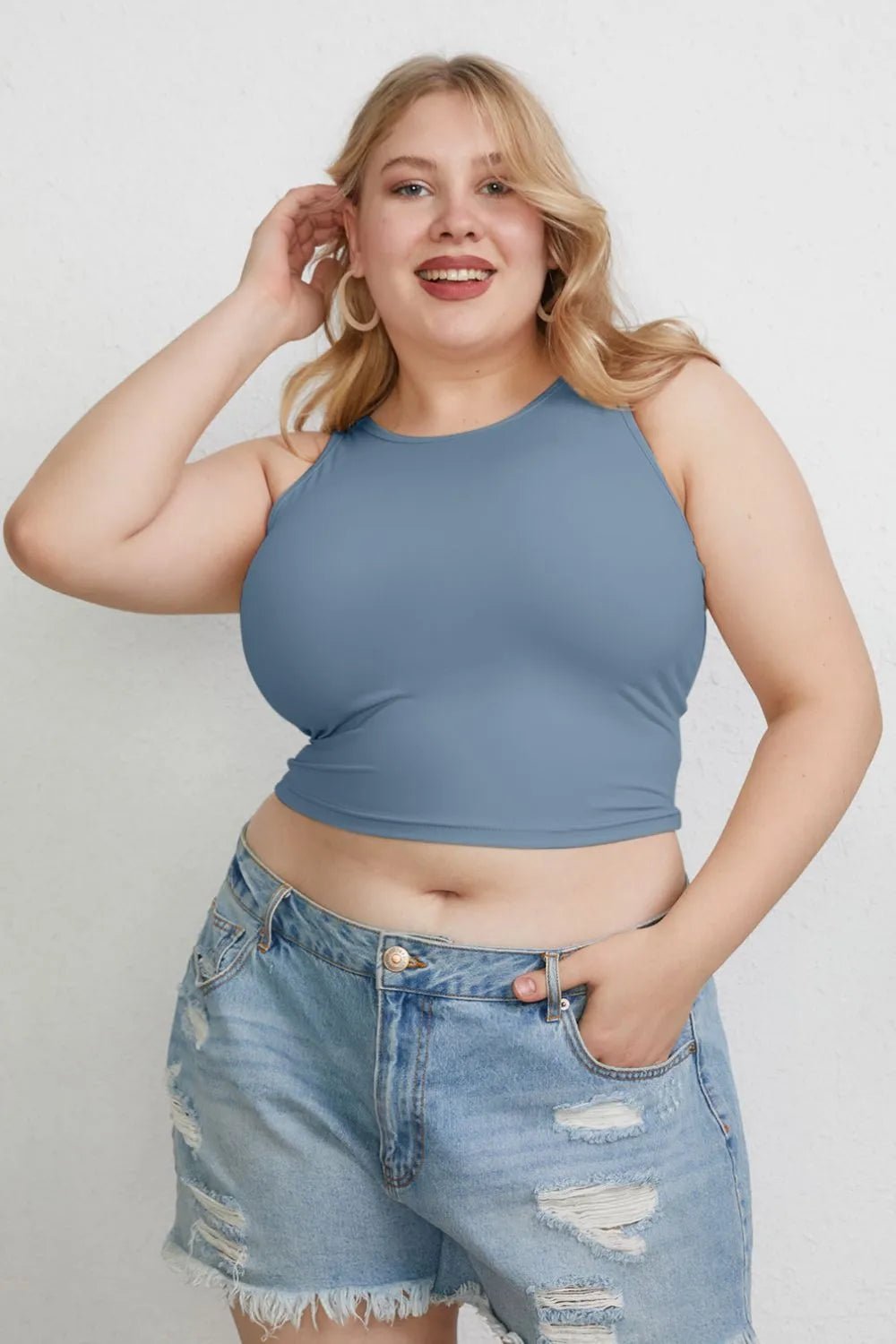 Basic Bae Full Size Round Neck Slim Tank - Desert Sunday