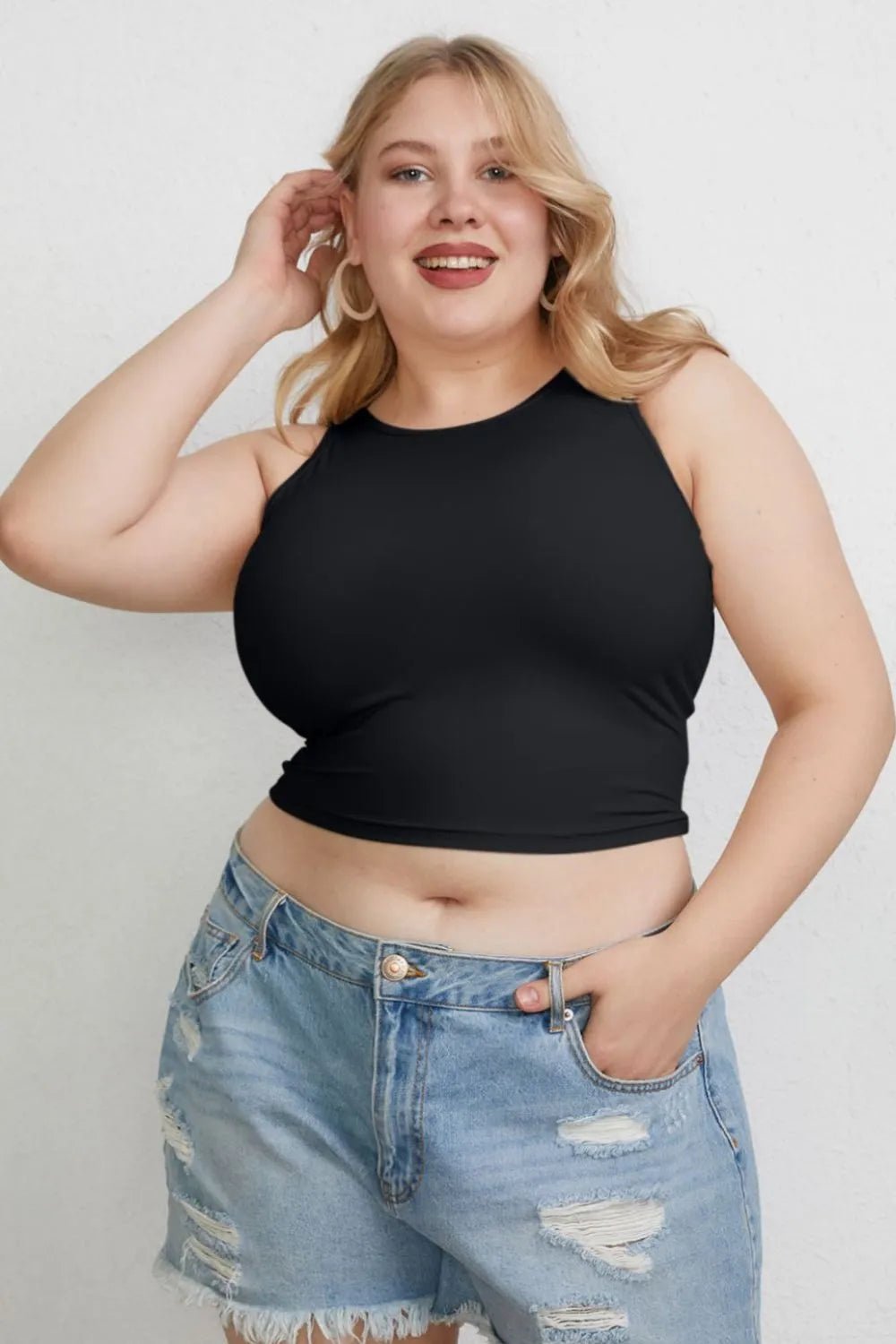 Basic Bae Full Size Round Neck Slim Tank - Desert Sunday