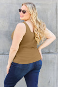 Basic Bae Full Size Square Neck Wide Strap Tank - Desert Sunday