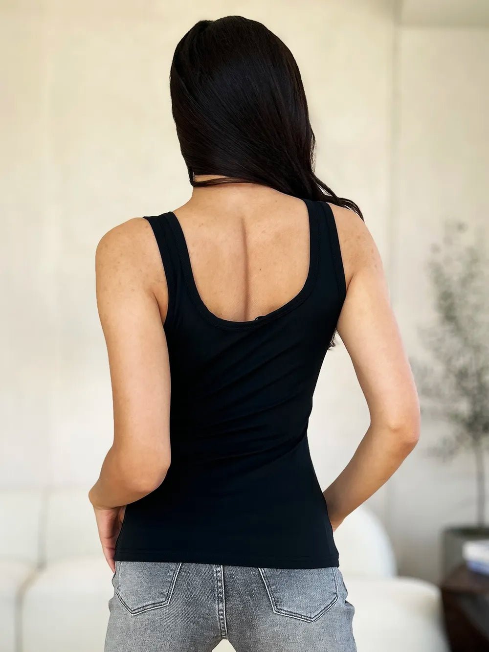 Basic Bae Full Size Square Neck Wide Strap Tank - Desert Sunday