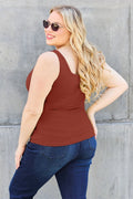 Basic Bae Full Size Square Neck Wide Strap Tank - Desert Sunday
