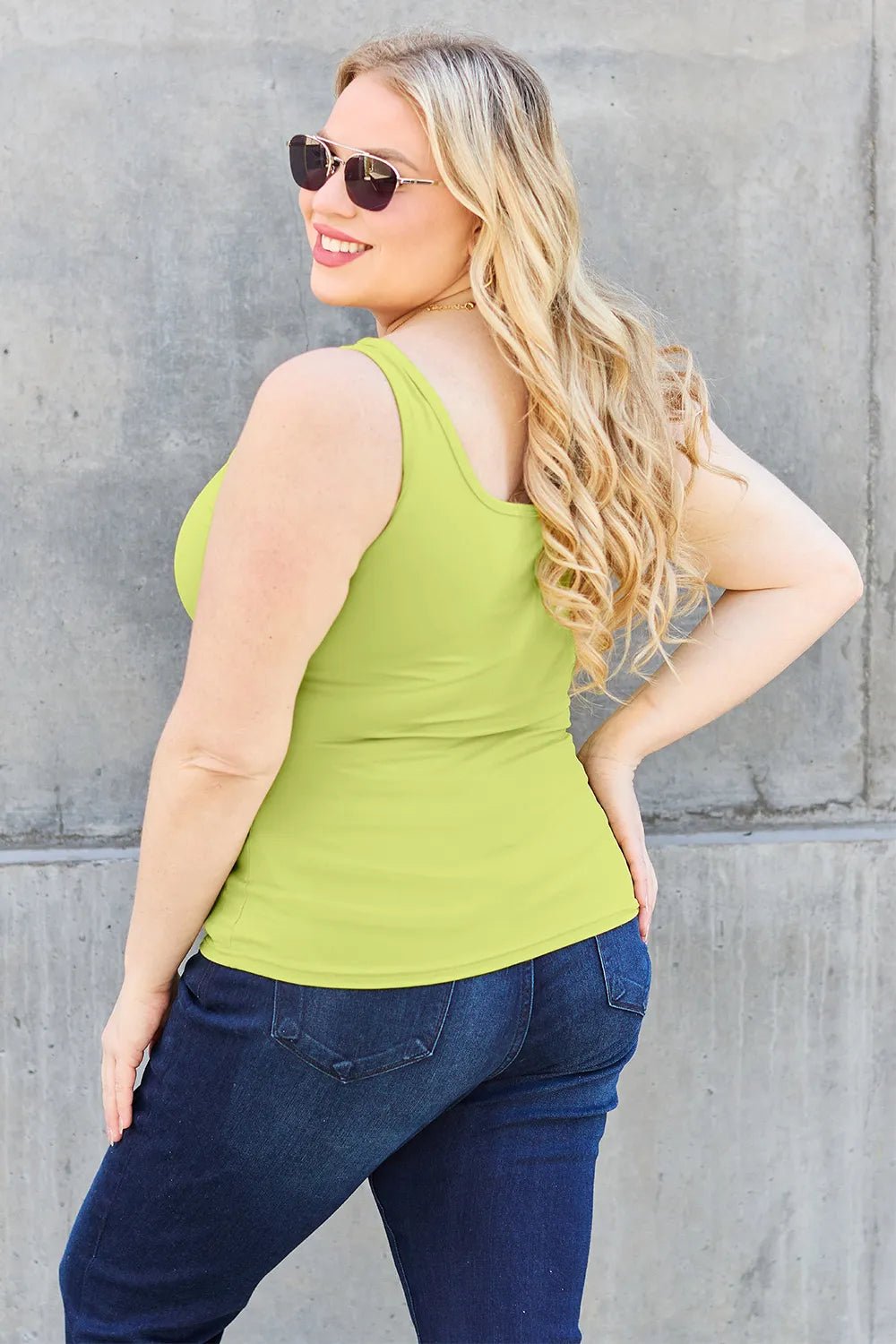 Basic Bae Full Size Square Neck Wide Strap Tank - Desert Sunday