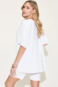 Basic Bae Full Size V-Neck Drop Shoulder T-Shirt and Shorts Set - Desert Sunday