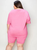 Basic Bae Full Size V-Neck Drop Shoulder T-Shirt and Shorts Set - Desert Sunday
