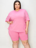 Basic Bae Full Size V-Neck Drop Shoulder T-Shirt and Shorts Set - Desert Sunday