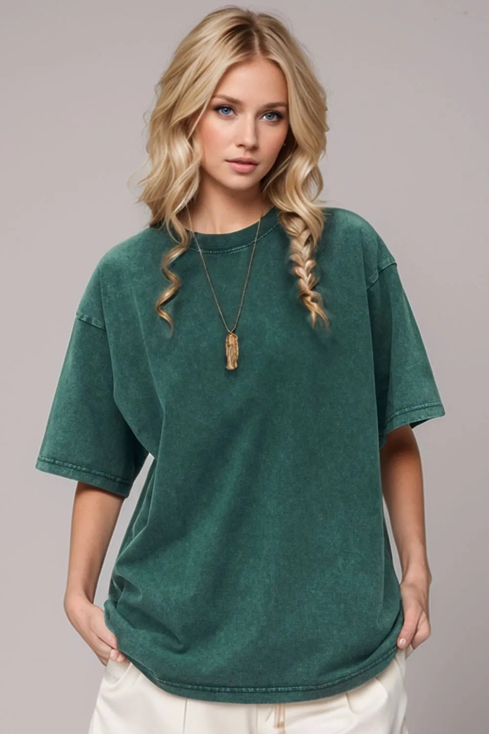 Basic Bae Round Neck Half Sleeve T-Shirt - Desert Sunday