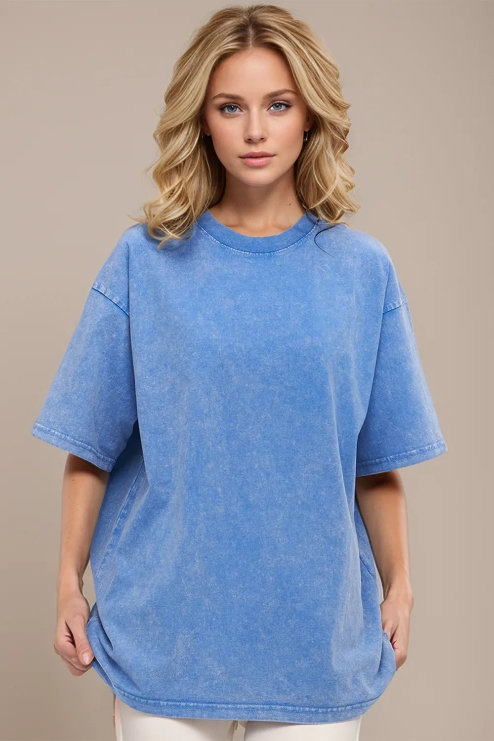 Basic Bae Round Neck Half Sleeve T-Shirt - Desert Sunday