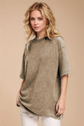 Basic Bae Round Neck Half Sleeve T-Shirt - Desert Sunday