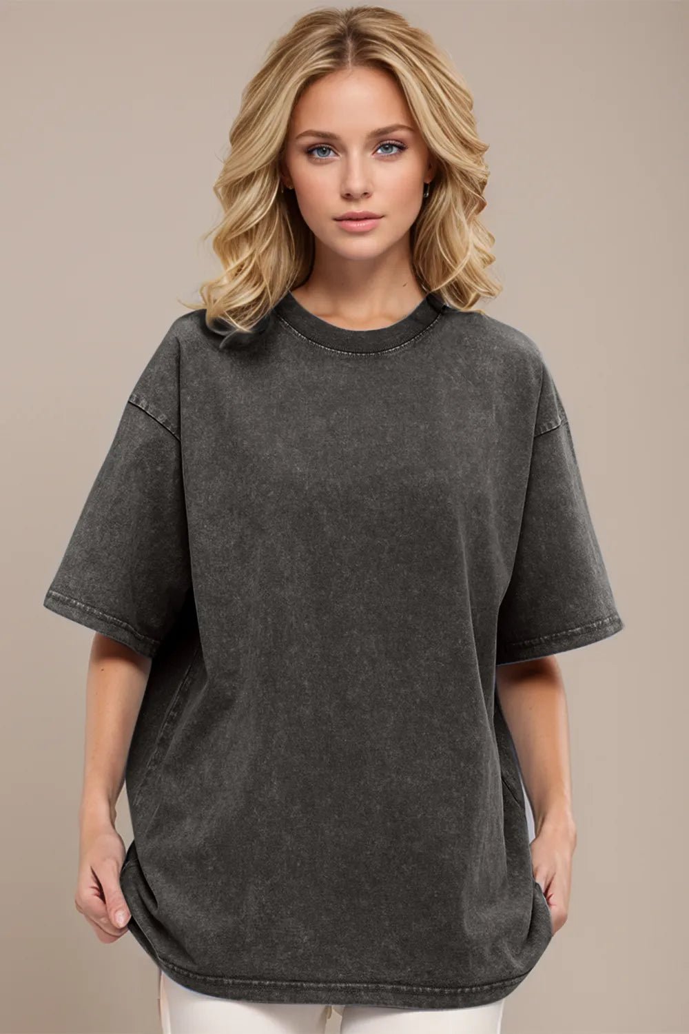 Basic Bae Round Neck Half Sleeve T-Shirt - Desert Sunday