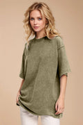 Basic Bae Round Neck Half Sleeve T-Shirt - Desert Sunday