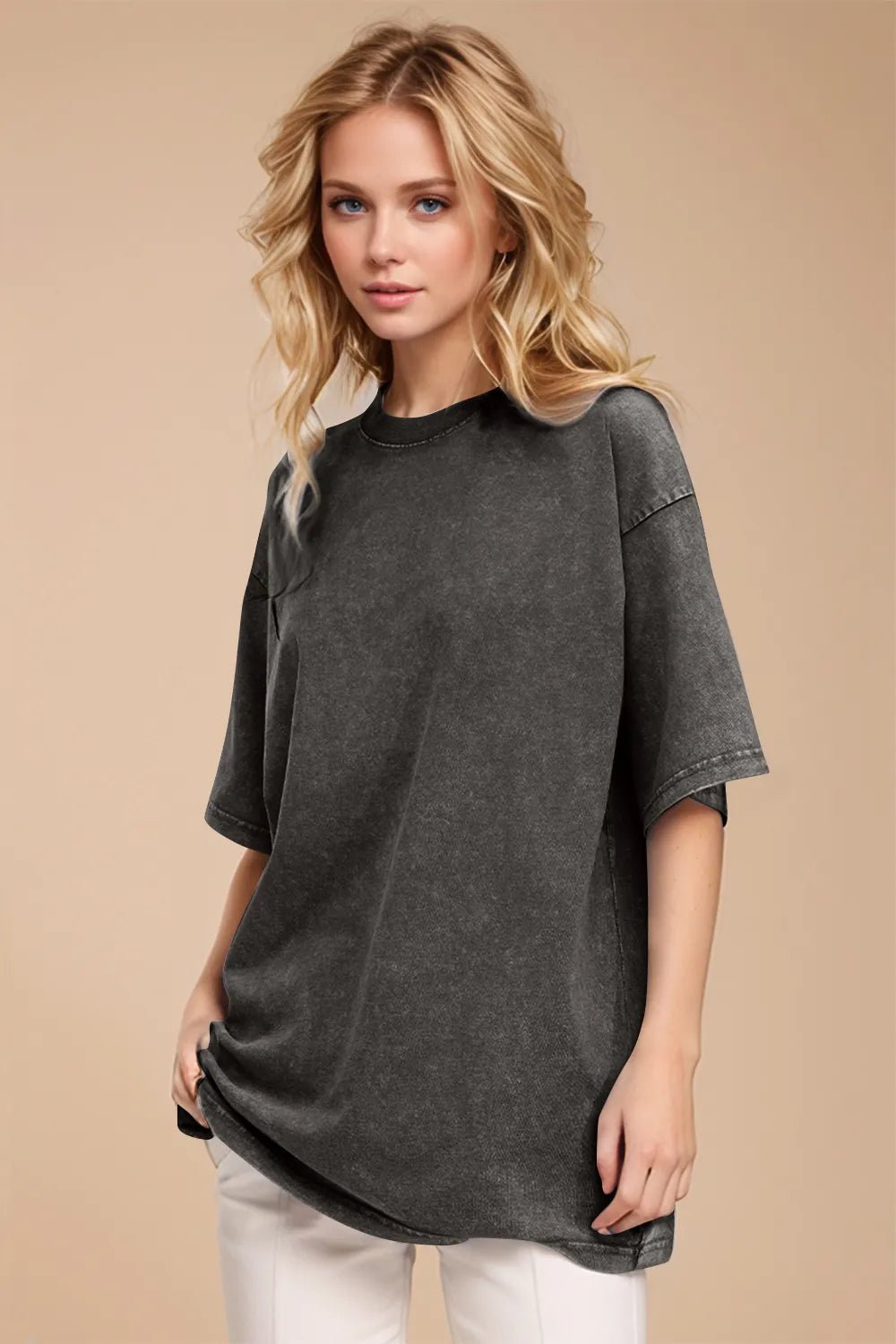 Basic Bae Round Neck Half Sleeve T-Shirt - Desert Sunday
