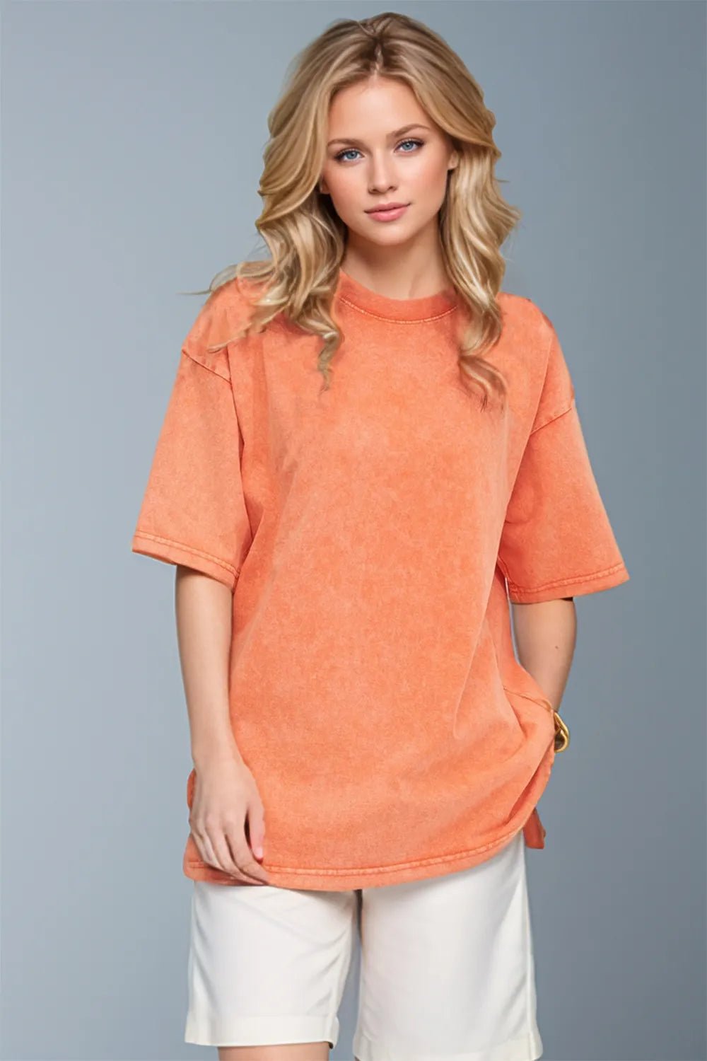 Basic Bae Round Neck Half Sleeve T-Shirt - Desert Sunday