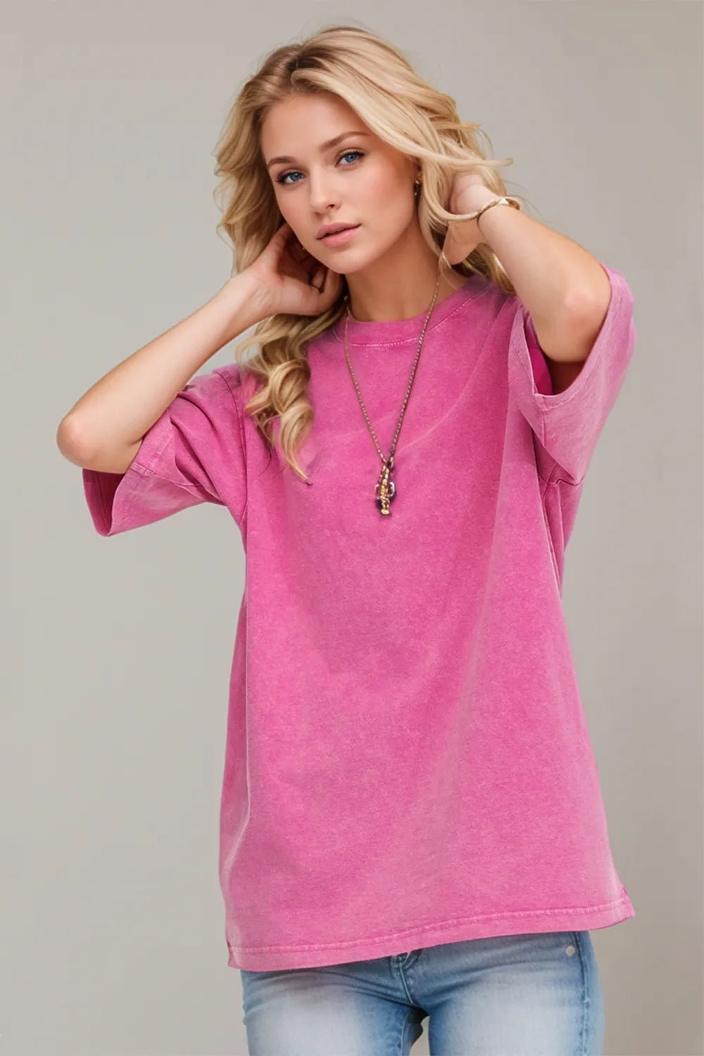 Basic Bae Round Neck Half Sleeve T-Shirt - Desert Sunday